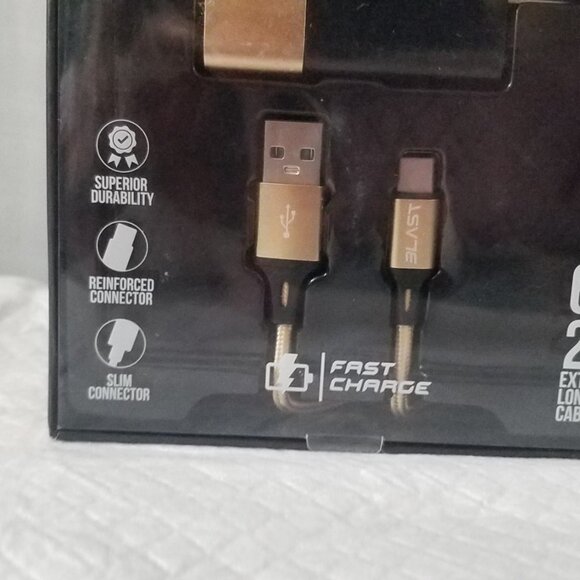 Blast Wall Charger 3.1A + USB Type C Charge + Sync Data Cable Brand New 6 FT - Picture 2 of 15